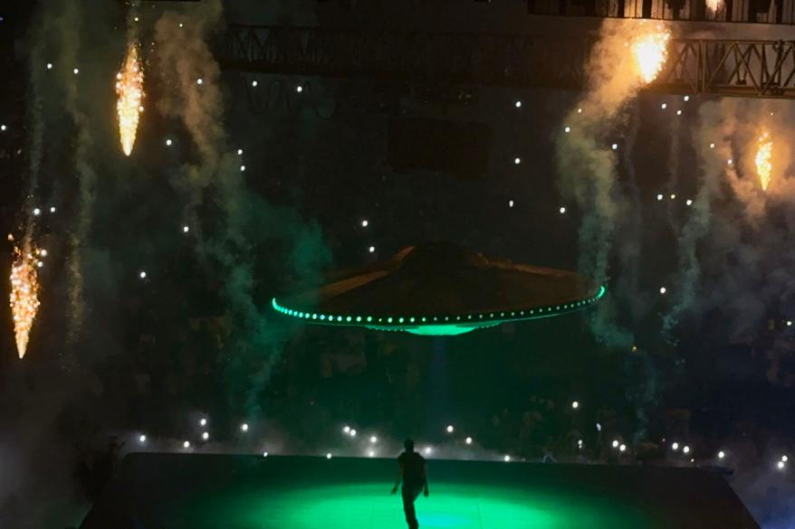 A UFO on a stage