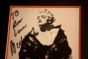 An autographed photo of Madonna