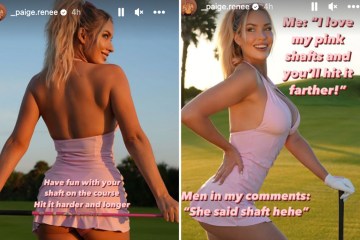Paige Spiranac risks wardrobe malfunction as she flashes bum on golf course