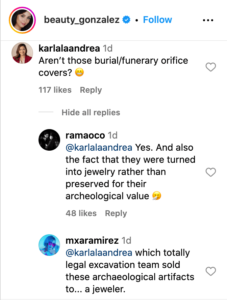 Beauty Gonzalez’s excavated gold jewelry sparks outrage