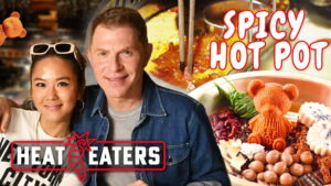 Bobby Flay Eats FIERY Hot Pot + Spicy Street Food & Chinese Noodle Tutorial!