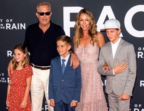 Kevin Costner, Christine Baumgartner, and their children at the premiere of 