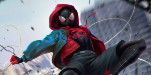 spider man swinging through the streets of brooklyn - miles-morales-spider-man-powers-origin-explained
