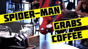 Spider-Man Grabs Coffee