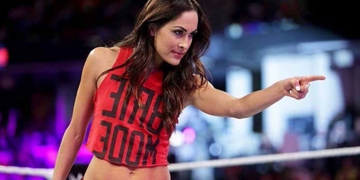 Brie Bella pointing towards her opponent