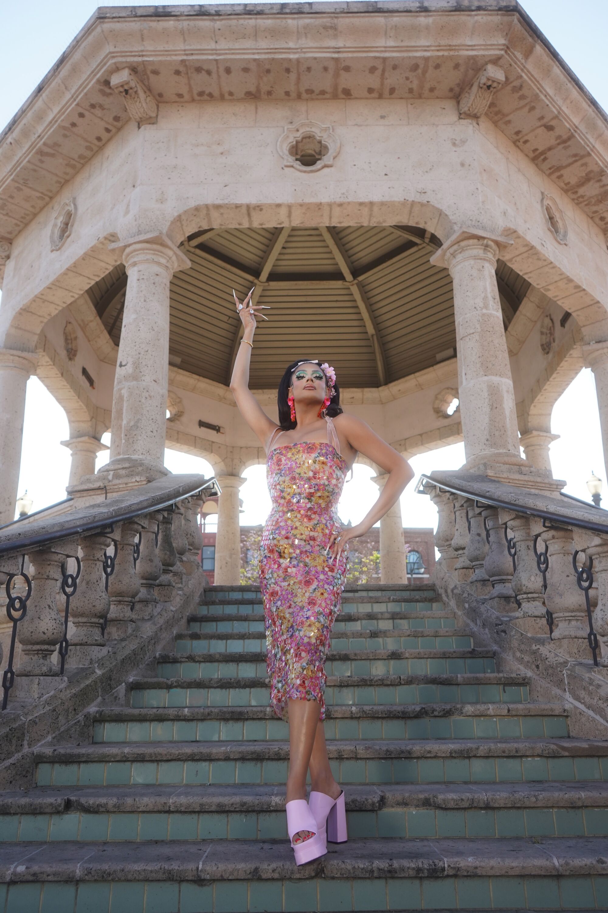 Valentina strikes a pose at Mariachi Plaza.