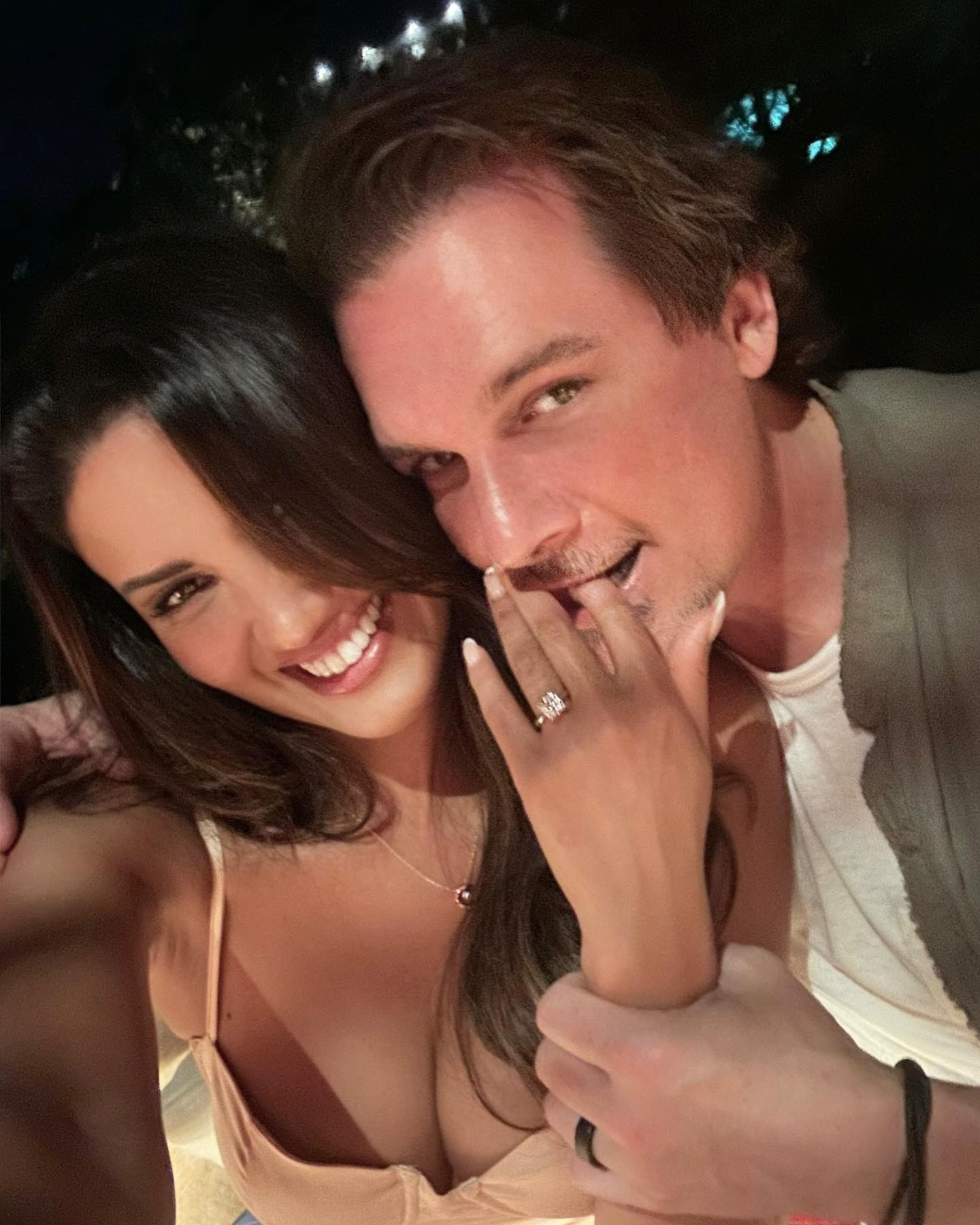 And she showed off an engagement ring after lover Len Wiseman proposed to her in a Mexico restaurant