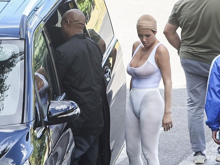 Kanye West Goes Barefoot, Gets Handsy with Wife Bianca Censori