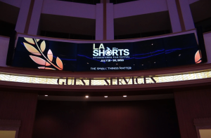 A marquee for the LA Shorts Film Festival at the Regal Cinemas at LA LIVE.