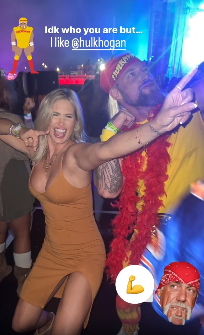 Hart took a picture with a stranger donning a Hulk Hogan outfit during the party because, the influencer said, she liked the WWE legend