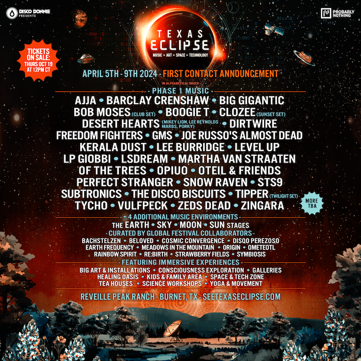 Texas Eclipse Drops First Wave of Artists ft. Tycho, Big Gigantic, Barclay Crenshaw, Zeds Dead, LP Giobbi + more