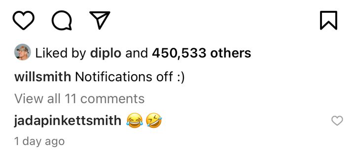 Jada Pinkett Smith didn't let the Instagram post go unnoticed.