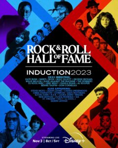 A poster featuring the 2023 Rock & Roll Hall of Fame inductees