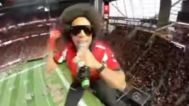 Ludacris Performs While Descending from Atlanta Falcons' Stadium Roof