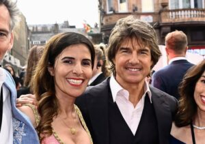 Maha Dakhil and Tom Cruise are pictured at the U.K. premiere of "Mission: Impossible — Dead Reckoning Part One."