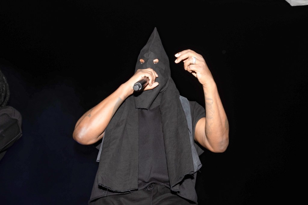 As fans may recall, the music video for the 2013 Def Jam Recordings track “Black Skinhead," written as “BLKK SKKKN HEAD” on YouTube, features a trio of the startling black hoods as the opening visual.