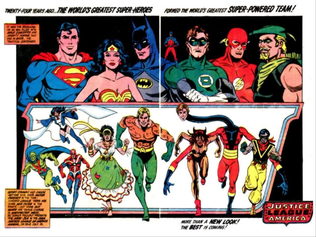 The mid-80s Justice League announcement, later called Justice League Detroit.