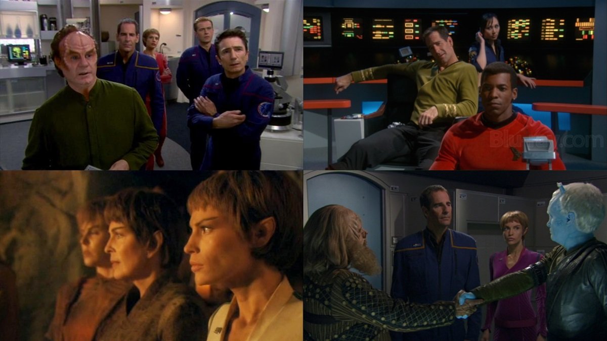 Various scenes from the fourth season of Star Trek: Enterprise, season four, airing from 2004-2005.