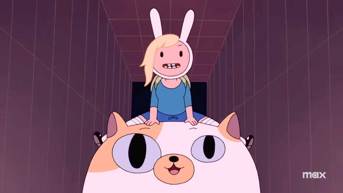 Fionna sits on the back of her cat Cake in adventure time trailer