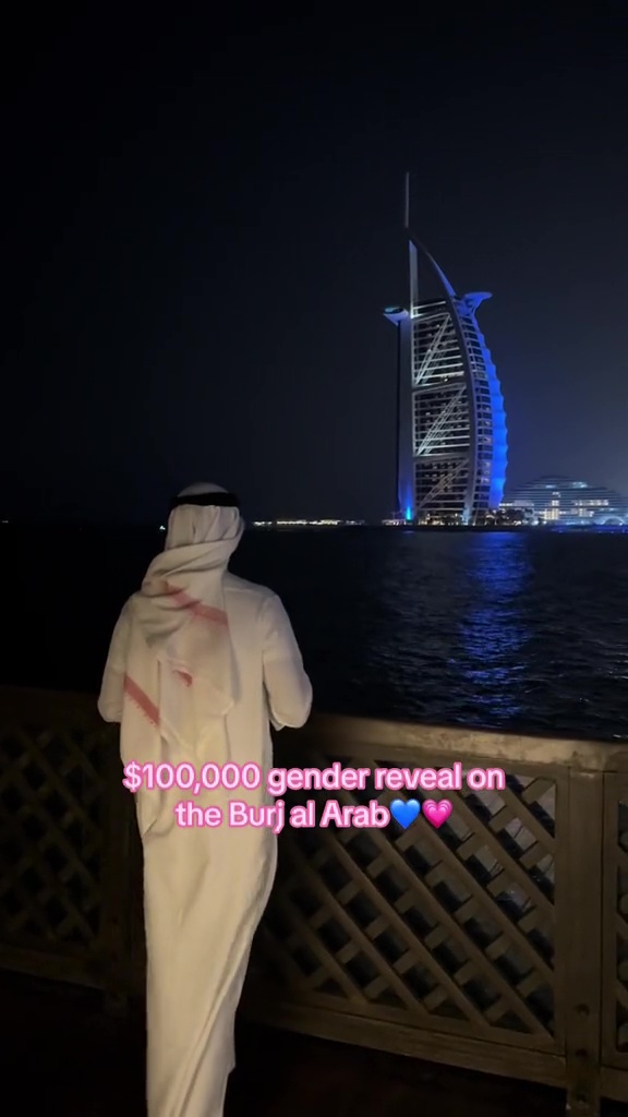 Soudi, wife of millionaire Jamal, explained that in order to have a child with her hubby, she expects a lavish gender reveal on Dubai's most iconic hotel