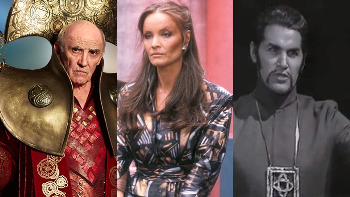 split image of Rassilon, the Rani, and War Chief 