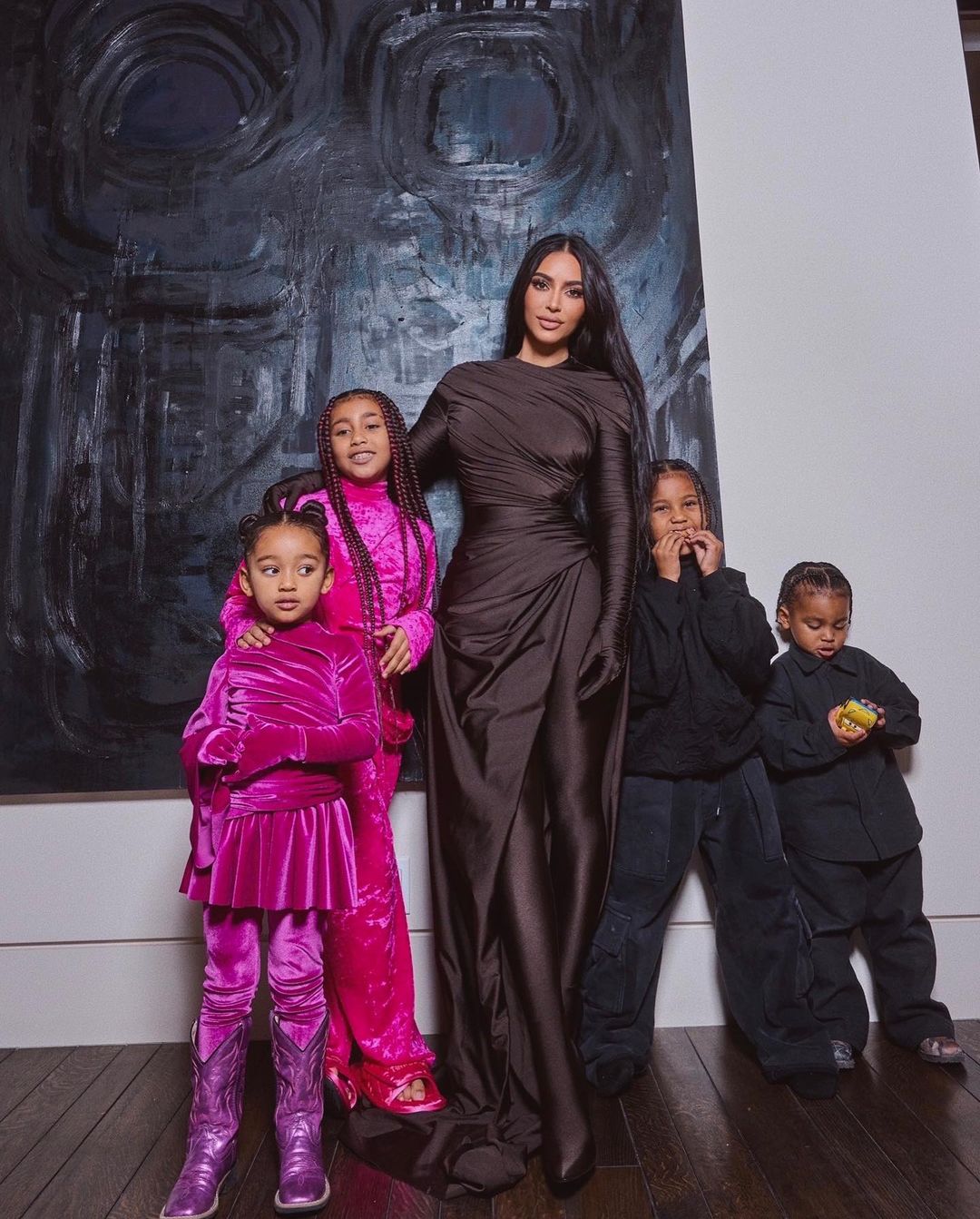 Kim recently stepped out with her kids, showing off her true skin in unedited photos