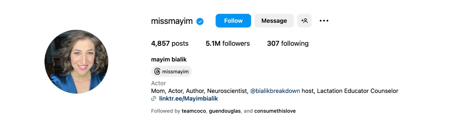 Mayim removed being a host on Jeopardy! from her Instagram bio