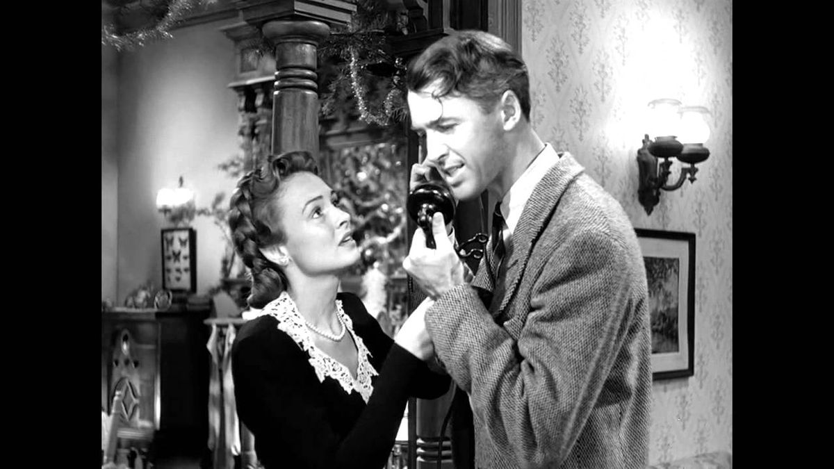 George yelling on the phone in It’s a Wonderful Life