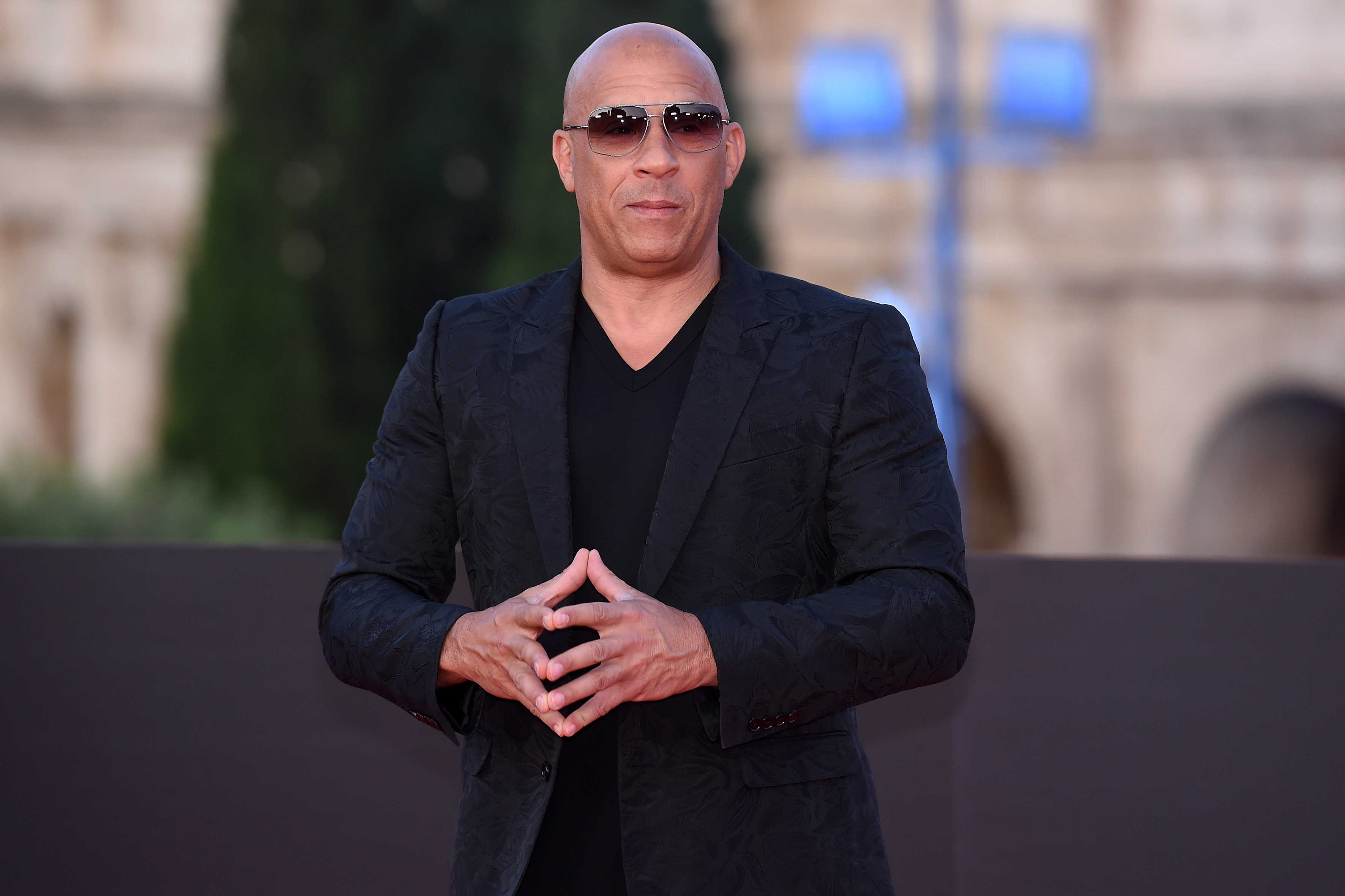 Vin Diesel is on the red carpet at the world premiere of the film Fast X at the Colosseum in Rome, Italy on May 12, 2023