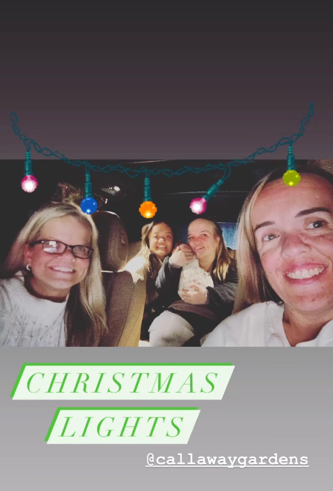 Liz and Leighton enjoyed the Christmas light show with their family