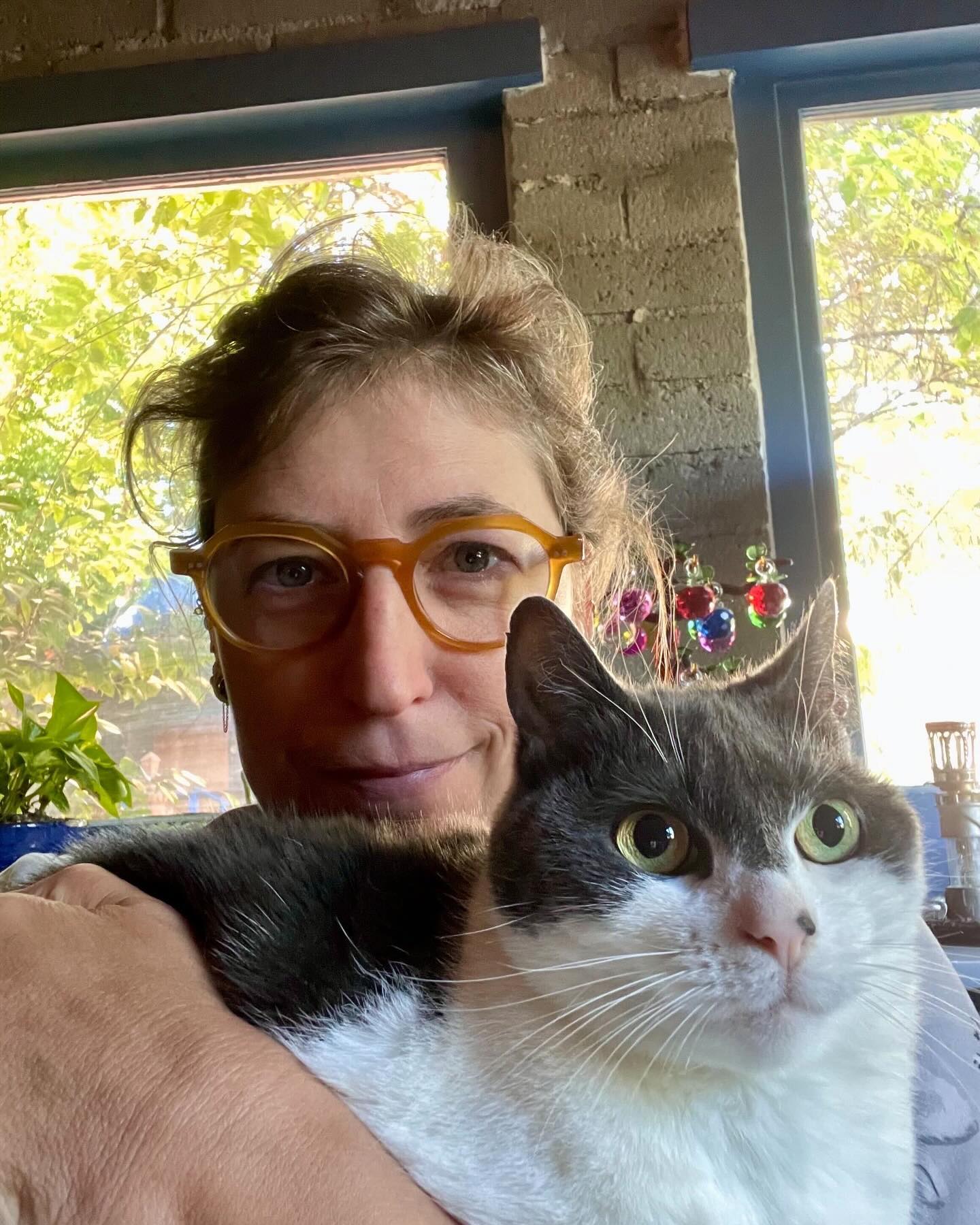 In her first photo since the bombshell news, she found comfort in her cat Addie