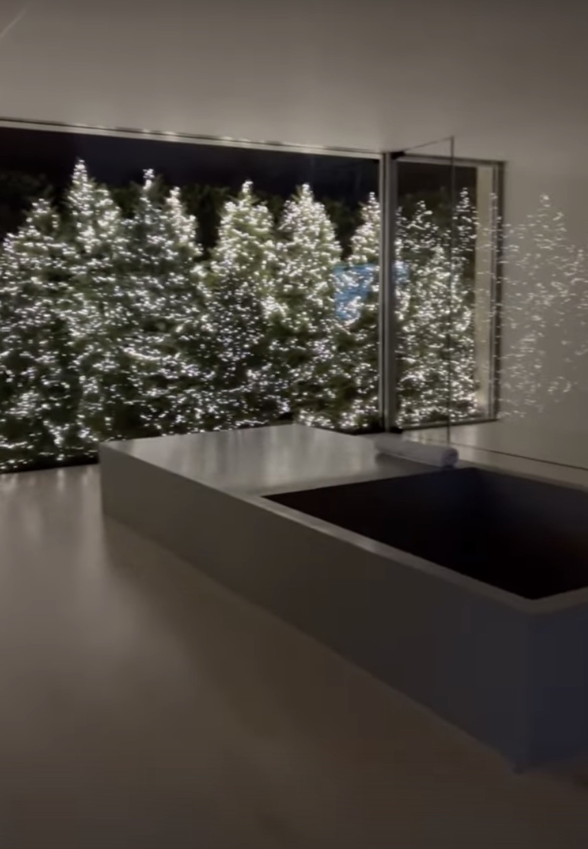 They recently slammed her 'boring' bathroom aligned with a slew of Christmas trees with white lights