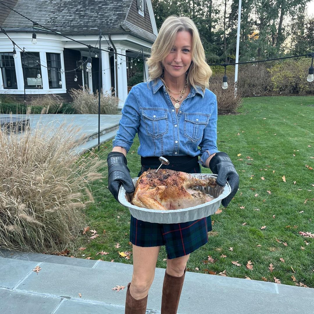 The photos were from Thanksgiving and ranged from snaps of Lara with family to one with her posing with the family's turkey in a roasting pan