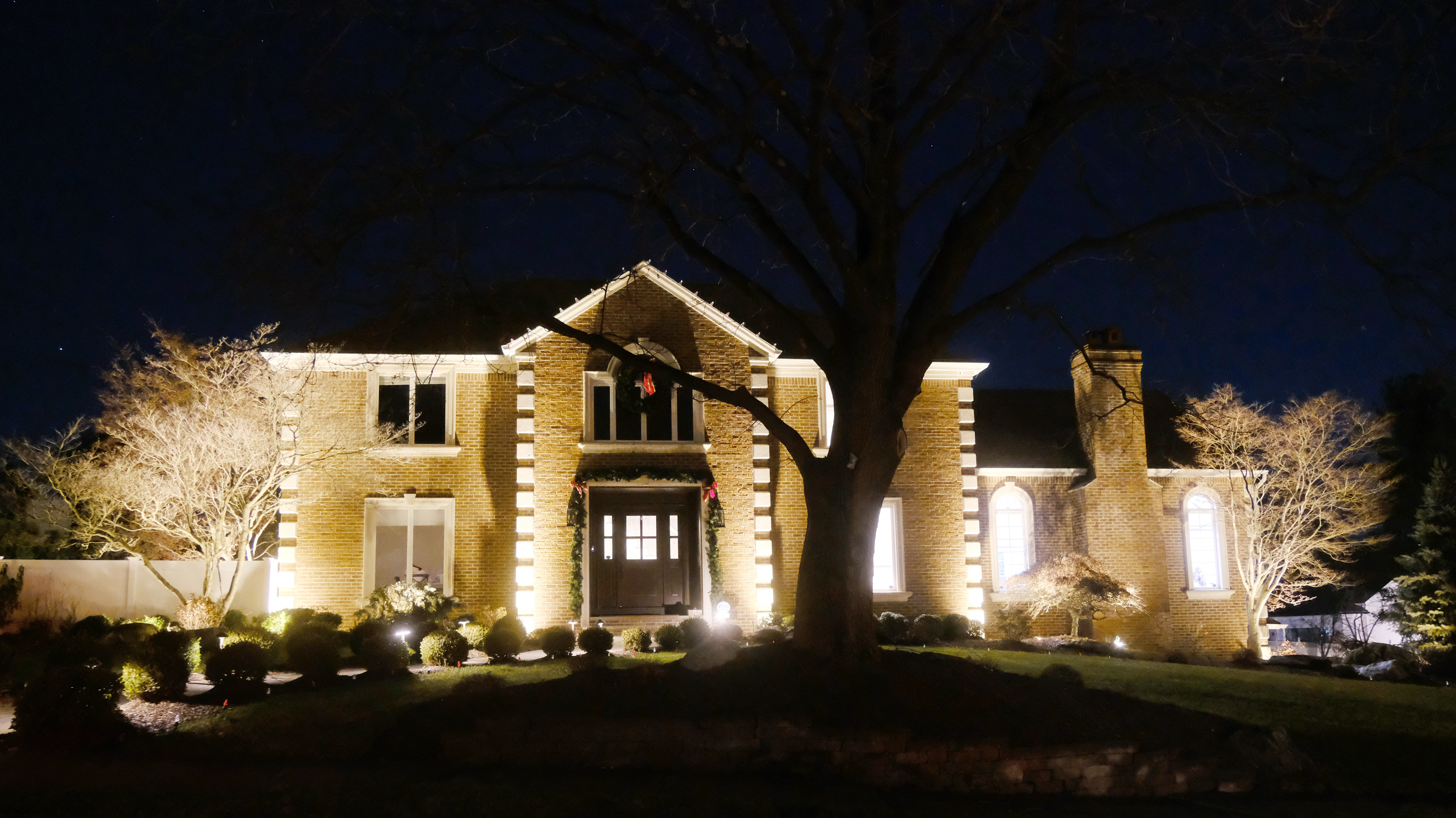 Dolores' home in North Jersey is brightly lit and has some holiday decorations
