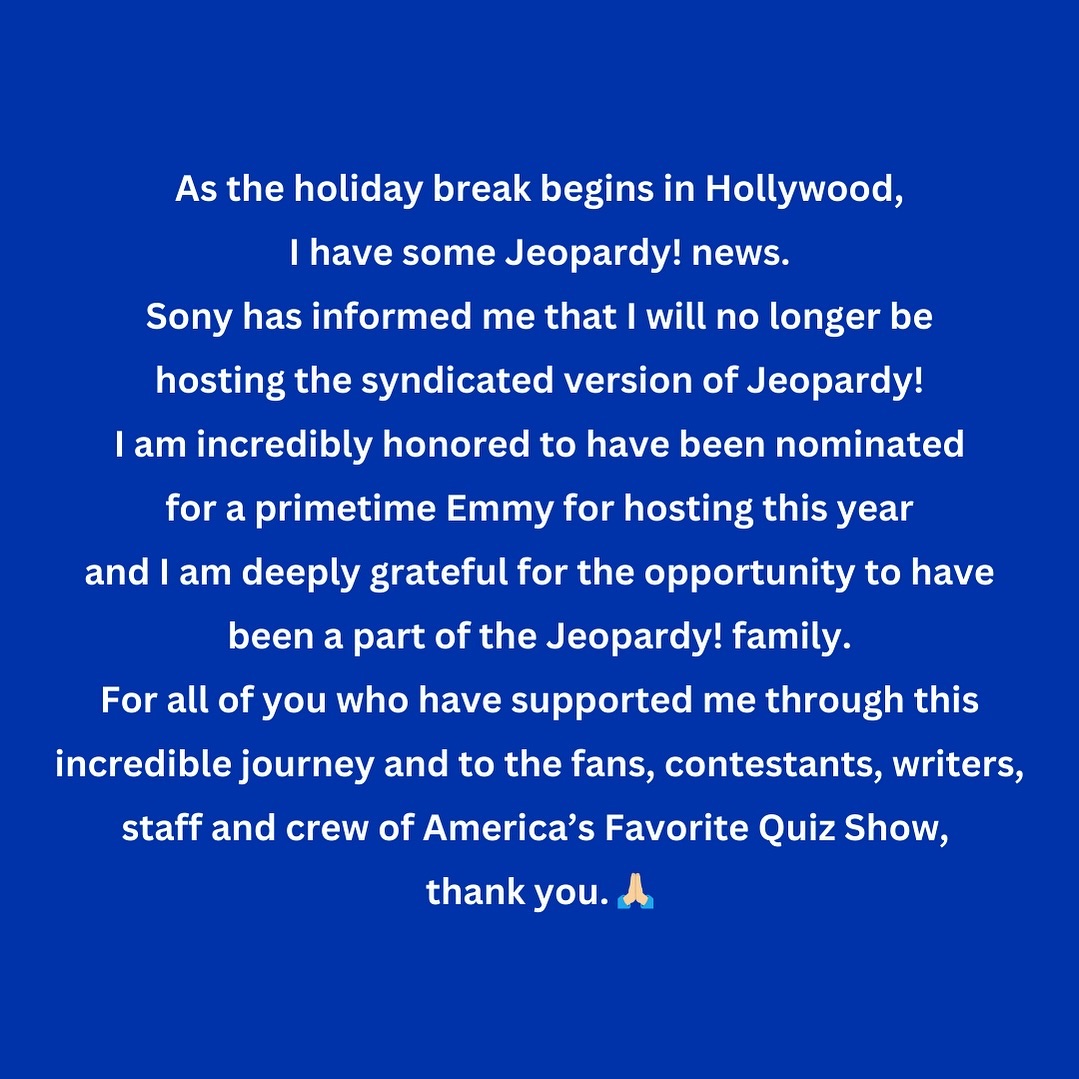 Mayim Bialik's statement announcing she was let go from Jeopardy!