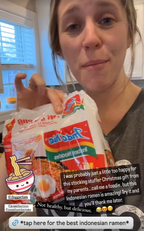 Jill Duggar showed off her bag of ramen noodles