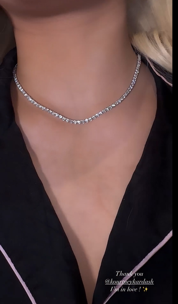 Alabama's stepmom Kourtney Kardashian, who has a net worth of over $60m, gifted the teen a new diamond necklace