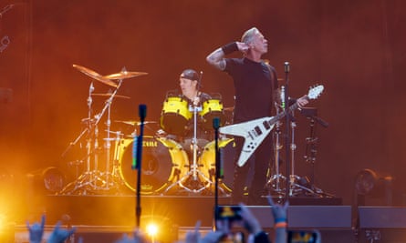 Breathtaking power … Lars Ulrich and James Hetfield of Metallica at 2023’s Download festival
