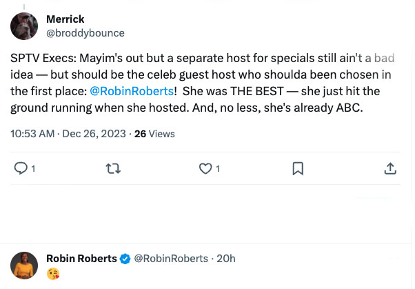 The fan said that Robin 'should've been chosen' to step in for Mayim
