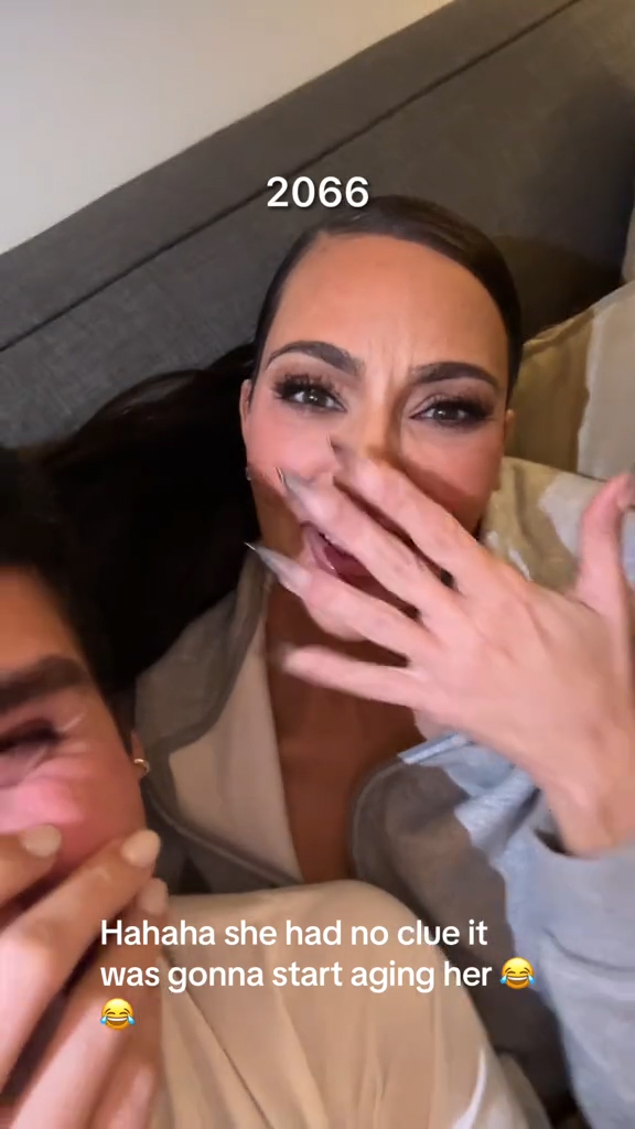 As Kim's face started gaining wrinkles, she quickly covered it, showing off her hands and sharp manicured nails