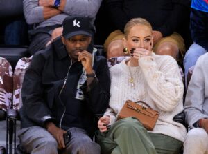 Adele and Rich Paul at Lakers vs. Mavericks game