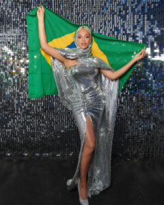 Beyonce shimmered in sequins on a flying visit to Brazil