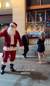 Blake Shelton was seen walking around Downtown Nashville in a full Santa outfit in a recent Instagram video
