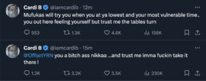 cardi b cussing offset on twitter
