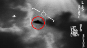 Satellite image UFO spaceship at night