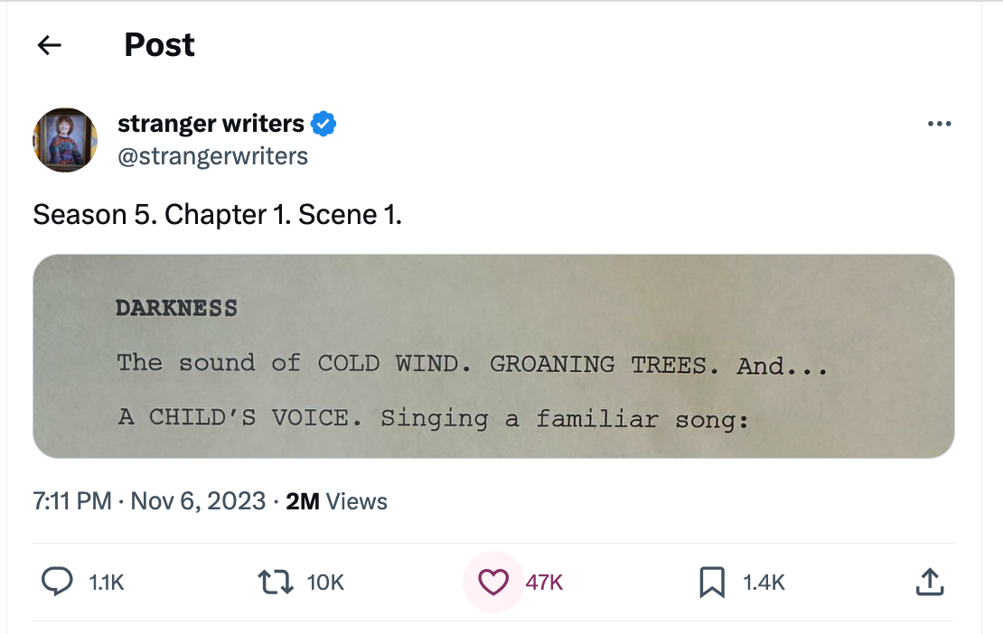 Stranger Things Writers share the first scene of Stranger Things 5