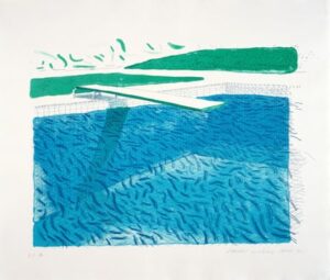 David Hockney - Lithographic Water Made of Lines, Crayon, and Two Blue Washes, 1978 – 1980