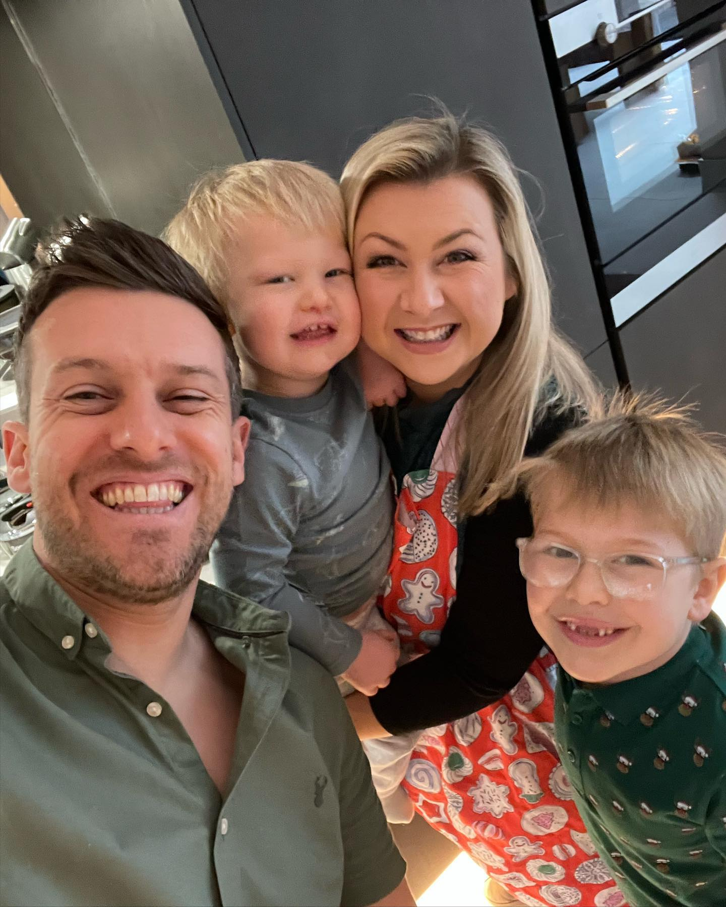The family of four were all smiles this Christmas