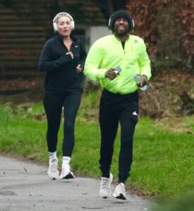 Jermain Defoe was seen jogging with on-off girlfriend Alisha LeMay near his Herts home
