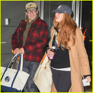 Jon Hamm & Wife Anna Osceola Catch Flight Out of NYC Ahead of Christmas